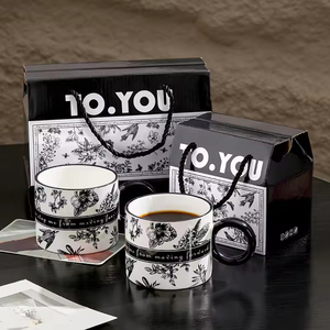 Modern American Style 200ml Ceramic <b>Mug</b> with Tray High Appearance Coffee Cup Small Gift Souvenir Gift <b>Box</b> Set - Product Image 3