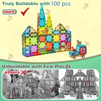 Juego de Juguetes Magnéticos Educativos 3D STEM de Tendencia 2025, Bloques de Construcción Magnéticos, 95 Piezas, Animales del Zoológico, Azulejos Magnéticos para Niños