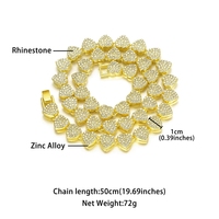 Bracelet tennis cœur complet 10 mm serti de zircone cubique plaqué or 18 carats, bijoux hip-hop pour femme - Cadeau pour anniversaire