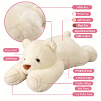 Bantal Tubuh Beruang Kutub Berbobot, Boneka Lembut Mengembang untuk Dipeluk, Mainan Penghilang Stres dan Kecemasan, untuk Tidur, Dekorasi Rumah, dan Hadiah