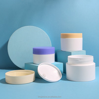 Bouteille de crème corporelle double en plastique PP, à fond droit, 100g/250g, avec tampon exfoliant et bouchon à vis en plastique à large ouverture