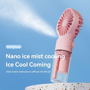 Ventilador de Mano Portátil, Plegable, Recargable por USB-C, con 4 Velocidades, Humidificador con Nano Spray para Uso en Exteriores e Interiores - Product Image 2