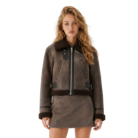 Blouson Bomber Court Femme Boying 2025 Nouvelle Collection Vintage Délavé Streetwear Doublure Polaire Fermeture Éclair Hiver Personnalisé OEM ODM Vente en Gros