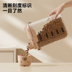 ภาชนะเก็บอาหารสัตว์เลี้ยง 1-2 ลิตร โปร่งใส ปิดสนิท พร้อมฝาปิด สำหรับให้อาหารแมวและสุนัข - Product Image 2