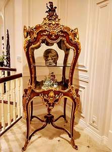 Table ronde en bois massif artisanale, durable, mobile, convertible, décorative, style antique doré, meuble d'appoint pour salon - Product Image 2