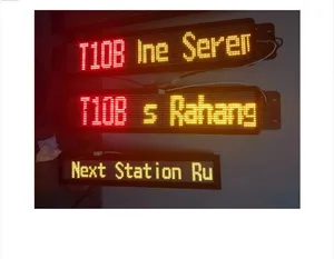 P10 Expositor de estação de ônibus LED de texto de ônibus de cor vermelha única para exterior