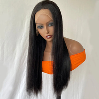 Perruque en cheveux humains vierges bruts doublement étirés, lisses comme des baguettes, avec dentelle frontale, vente en gros