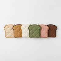 Trousse à crayons en sergé de coton doux en forme de toast, pochette plate matelassée mignonne avec fermeture éclair, papeterie Kawaii en forme de pain, cadeau personnalisé avec logo