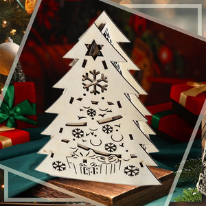 Boîte à bonbons en forme de sapin de Noël en bois, pliable, décoration de maison DIY, ornement festif d'intérieur - Product Image 1