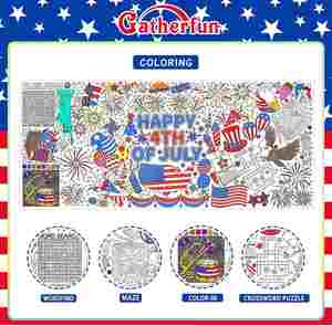 Independence Day Decor Patriotic Giant Poster 4th of July Coloring <b>Tablecloth</b> - Product Image 4