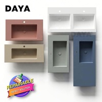Ensemble de salle de bain en céramique de luxe, lavabo de petite taille en résine époxy