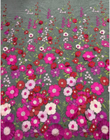 Tissu en dentelle haut de gamme avec broderie florale 3D colorée, grandes et petites fleurs, pour robe de soirée, robe de mariée, tissu pour robe de mariage