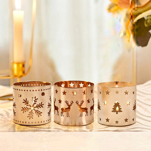 Porte-bougie décoratif en verre, pot à bougie rond à motif floral, centre de table pour la maison, les mariages et les fêtes - Product Image 1