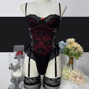 Nuovo stile Sexy calza Sexy Sexy intimo body Top con ferretto biancheria intima giarrettiera Set di Halloween 2 pezzi tuta uniforme - Product Image 2