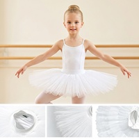 B9021 Classique Blanc Jupe Tutu Demi-Plateau Une Pièce 5 Couches de Tulle pour la Pratique Quotidienne au Studio de Ballet OEM ODM