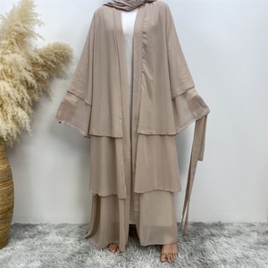 Best Sale Classic Abaya Super Popular Chiffon Three Layers Versatile Elegant Elegant Cardigan Highly Recommended Abaya 1896# - Product Image 2