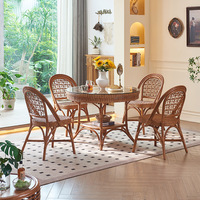 Tabouret de bar bohème moderne, fauteuil de salon intérieur, canapé avec dossier, mobilier de jardin en rotin tressé, tables de salle à manger en bois pour hôtel