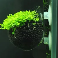 Décorations d'aquarium, pot à plantes en acrylique, pot à plantes aquatiques avec support à ventouse, cylindre de plantation, accessoires d'aquarium