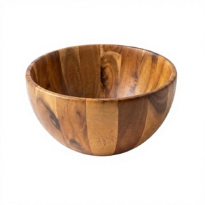 Bol à salade en bois de qualité supérieure, grande taille, motif bois naturel, lavage à la main uniquement, ustensile alimentaire sûr, fabriqué au Vietnam - Product Image 1