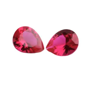 Factory Direct China Red Color Pear Shape Design Synthetic Gemstone 5*7 Synthetic Ruby