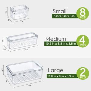 14 Pack BPA-Free PET <b>Plastic</b> Fridge Organizer Bins Stackable with Lids Clear <b>Food</b> Storage <b>Containers</b> for Freshness Preservation - Product Image 4