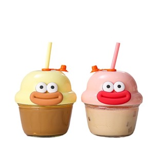 Vaso de Vidrio con Pajita Mini para Café o Agua, Diseño de Dibujos Animados Moderno y de Alta Calidad para Parejas, Vaso de Vidrio Mini Kawaii - Product Image 5