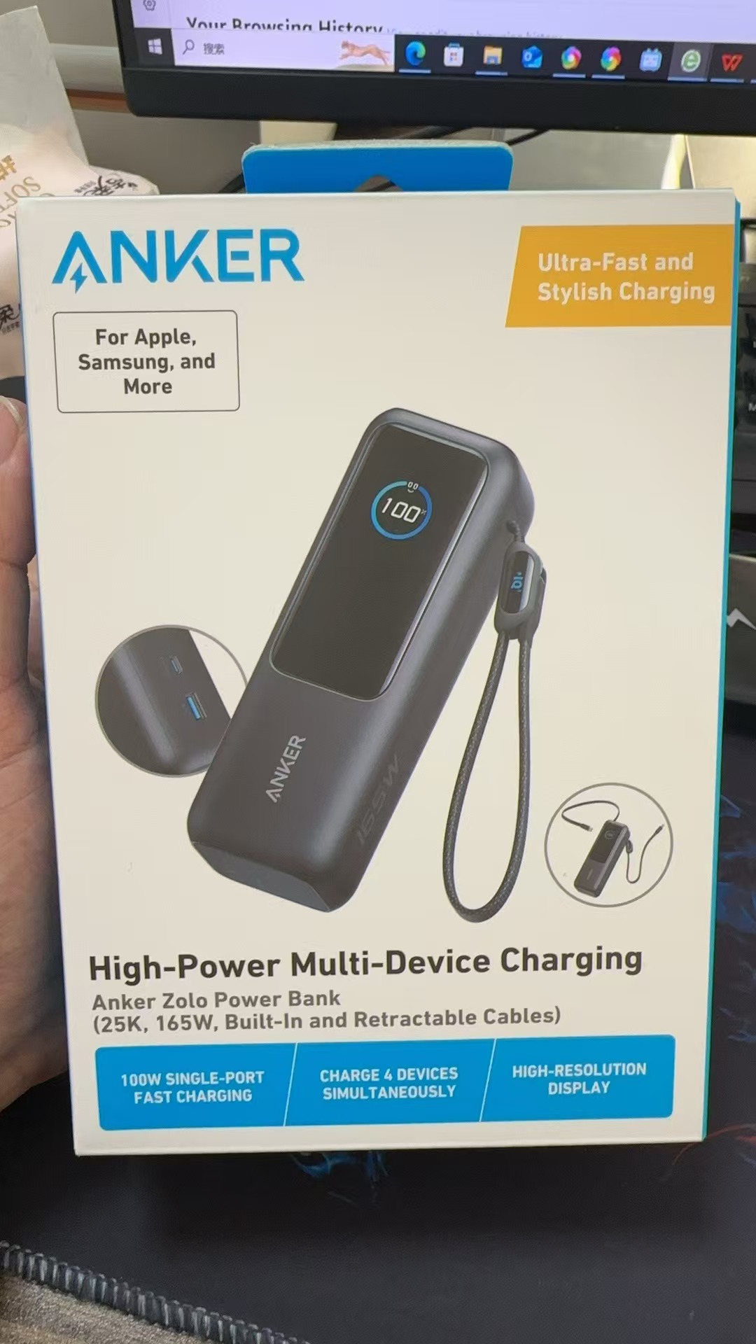 ANKER Zolo 165W Power Bank - 25000mAh, Fast Charging, Waterproof