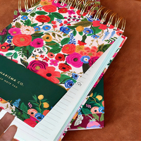 Carnet A5 GF Factory à spirale, couverture rigide, impression personnalisée, fleurs, ligné, détachable, reliure double spirale, 100 feuilles