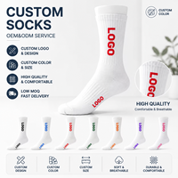 Chaussettes mi-mollet personnalisées en jacquard avec logo, en coton doux et respirant, pour sport et usage quotidien, OEM ODM, faible MOQ, imprimées sur mesure pour hommes