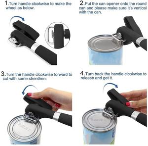 Ouvre-boîte manuel professionnel de sécurité à coupe latérale pour cuisine, avec prise en main facile, pour couvercles de boîtes - Product Image 3