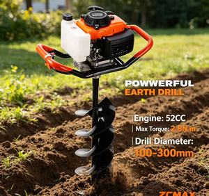 Tarière thermique 52cc 3HP à couple élevé avec plusieurs embouts <span class=keywords><strong>pour</strong></span> la plantation en jardin et l'installation de clôtures - Product Image 2
