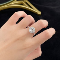 Anello Classico a Quattro Punte con Pavé Completo di Diamanti Coltivati in Laboratorio, Anello Solitario in Platino PT950 per Fidanzamento e Matrimonio, Gioielleria Fine per Donne