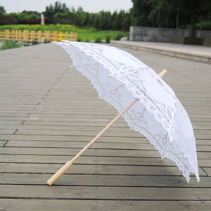 <span class=keywords><strong>Sombrilla</strong></span> de Estilo Europeo con Encaje y Varillas de Acero, Parasol de Ganchillo, Adornos Colgantes para Fotografía, Decoración para Pasillos de Boda - Product Image 1