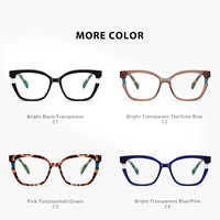 Montures de lunettes optiques unisexes rectangulaires rétro modernes 2025 anti-lumière bleue, géométriques, surdimensionnées, en acétate, à blocs de couleur, superposées, OEM