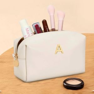 Trousse de Toilette de Luxe en PU à Fermeture Éclair, Motif Lettres, Imperméable et Ultra-Légère pour le Rangement des Soins de la Peau - Product Image 2