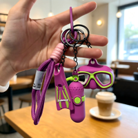 Porte-clés sportif créatif style Dopamine avec bouteille de plongée, lunettes et palmes, cadeau personnalisé pour voiture