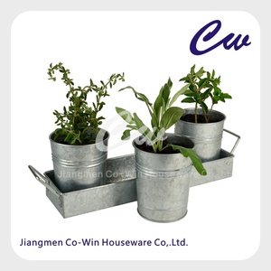 Bộ <span class=keywords><strong>3</strong></span> Chậu Cây Làm Vườn Bằng Sắt Kim Loại Trang Trí Kèm Khay Chậu Trồng Cây Nhà Kính Sân Trong Nhà Ngoài Trời Chậu Thảo Mộc Chậu Hoa - Product Image 4