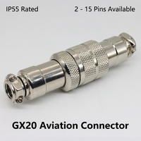 Connecteur circulaire aérien en ligne GX20-8 broches, type à souder, boîtier en alliage de zinc, 2 à 15 broches en option
