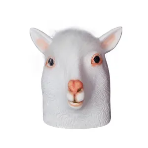 Halloween topeng hewan domba baru Cosplay film lucu lateks realistis kambing Antelope Llama topeng hewan pesta