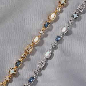 Street Fashion Retro Blue <b>Gemstone</b> <b>Bracelet</b> Sweater Chain Simple Versatile Hand Accessory - Product Image 5