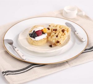 <b>Ceramic</b> Factory Wholesale Luxury With Golden Rim White <b>Plate</b> Bone China Flat <b>Plate</b> Dinnerware 6/7/8/10 Inch <b>Ceramic</b> Dinner <b>Plate</b> - Product Image 2