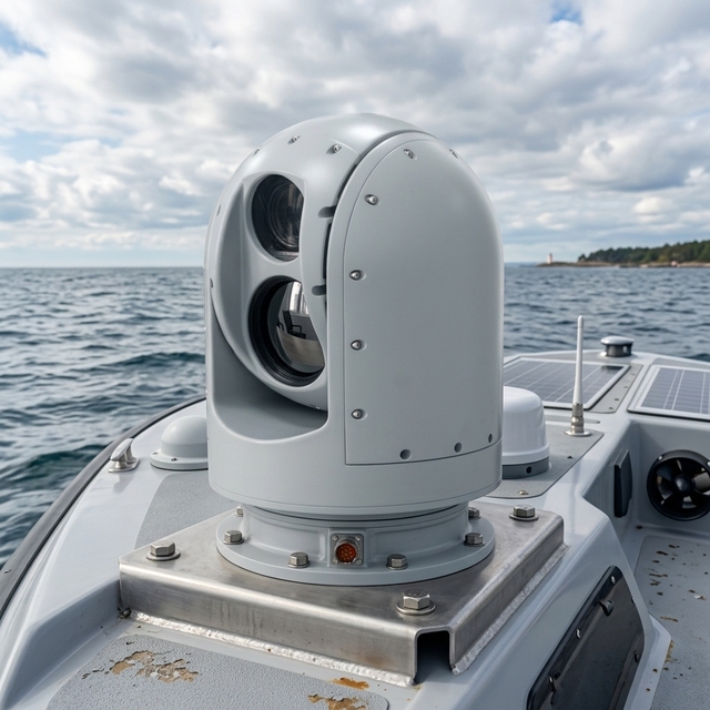 Customizable 3km Detection Gyro Stabilizer Ship Mounted Rotary IP66 Thermal PTZ Camera with Wide Angle Night Vision 2MP