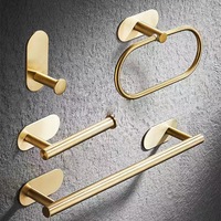 Ensemble d'accessoires de salle de bain en acier inoxydable personnalisé, design moderne minimaliste, finition brossée, installation adhésive, porte-serviettes de bain 40 cm