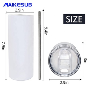 Mỹ Kho Đôi Tường Thăng Hoa Trống Thép Không Gỉ 20Oz Skinny Tumbler Cup Chai Nước Có Nắp Đậy Và Ống Hút - Product Image 5