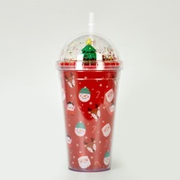 M Tasse De Noël Avec Couvercle Paille Double Couche En Plastique Café Lait Thé Jus Tasse Tasse De Noël Bouteille D'eau Cadeau De Noël En Gros