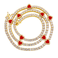 Chaîne de tennis en zircon glacé de 4 mm, magnifique et exquise, pour couple, collier de tennis en forme de cœur, cadeau pour la Saint-Valentin, vente chaude