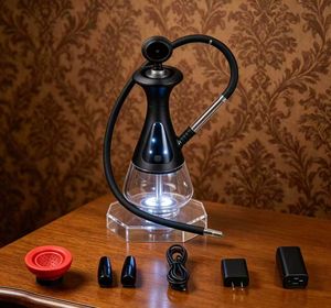 Electric Hookah with LED Light USB Rechargeable Modern Glass Base Remote Control Smoking Accessory - Product Image 6