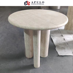 Meuble de maison déco en marbre <span class=keywords><strong>travertin</strong></span> Table en pierre naturelle Colonne Basse Piédestal Table moderne Ronde 180cm Table à manger en <span class=keywords><strong>travertin</strong></span> - Product Image 3