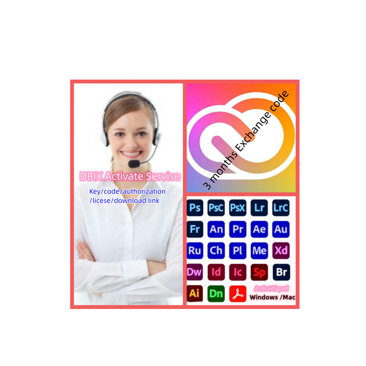 3 месяца, глобальное использование, код подписки, активировать услугу, версия 2023, Оригинальное программное обеспечение Adob Create Cloud, полный набор, все приложения