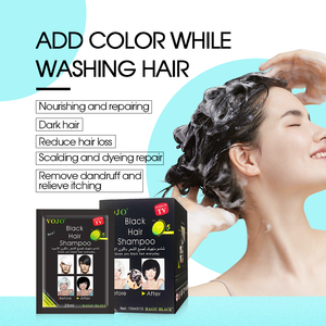 VOJO Vente en gros Shampooing <span class=keywords><strong>colorant</strong></span> noir permanent aux herbes biologiques 25ml*10 <span class=keywords><strong>Teinture</strong></span> capillaire rapide en 5 minutes pour couvrir les cheveux gris - Product Image 3